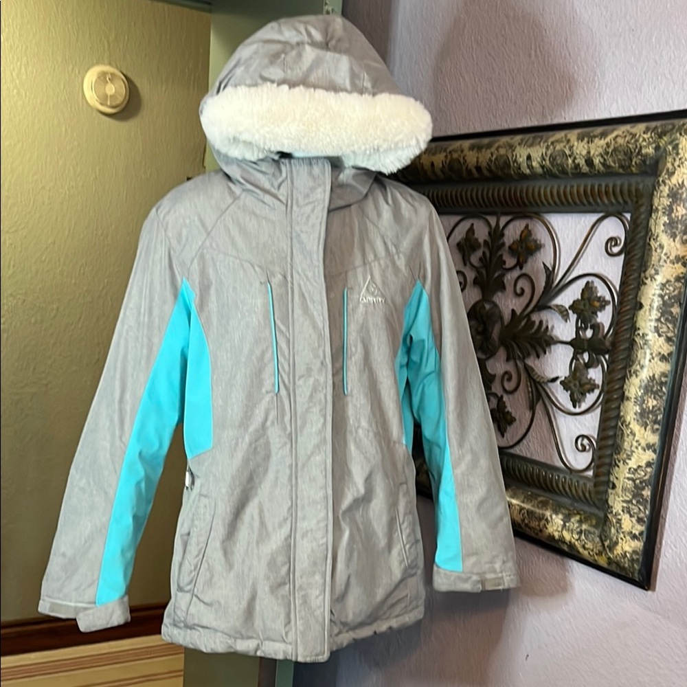 GERRY Girls Gray and Blue insulated Winter Jacket Sz L 14/16 - double zip